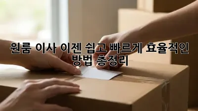 원룸 이사, 이젠 쉽고 빠르게! 효율적인 방법 총정리